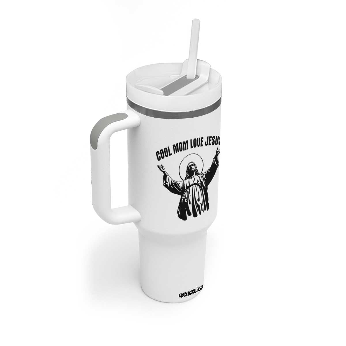 Christian Mom Faith Tumbler With Handle Cool Mom Love Jesus TS14 Print Your Wear