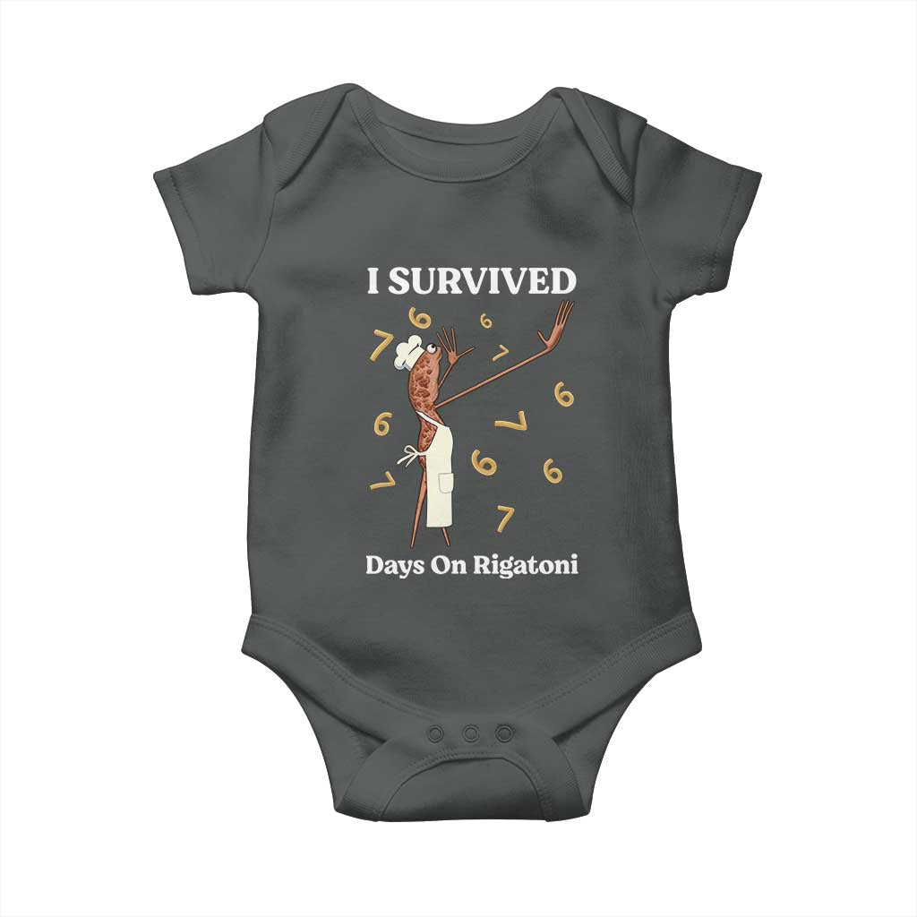 Marcus The Worm Meme Baby Onesie I Survived 67 Days On Rigatoni TS14 Dark Heather Print Your Wear