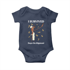 Marcus The Worm Meme Baby Onesie I Survived 67 Days On Rigatoni TS14 Navy Print Your Wear