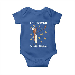 Marcus The Worm Meme Baby Onesie I Survived 67 Days On Rigatoni TS14 Royal Blue Print Your Wear