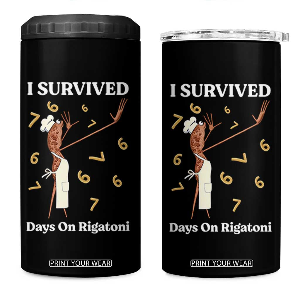 Marcus The Worm Meme 4 in 1 Can Cooler Tumbler I Survived 67 Days On Rigatoni TS14 One Size: 16 oz Black Print Your Wear
