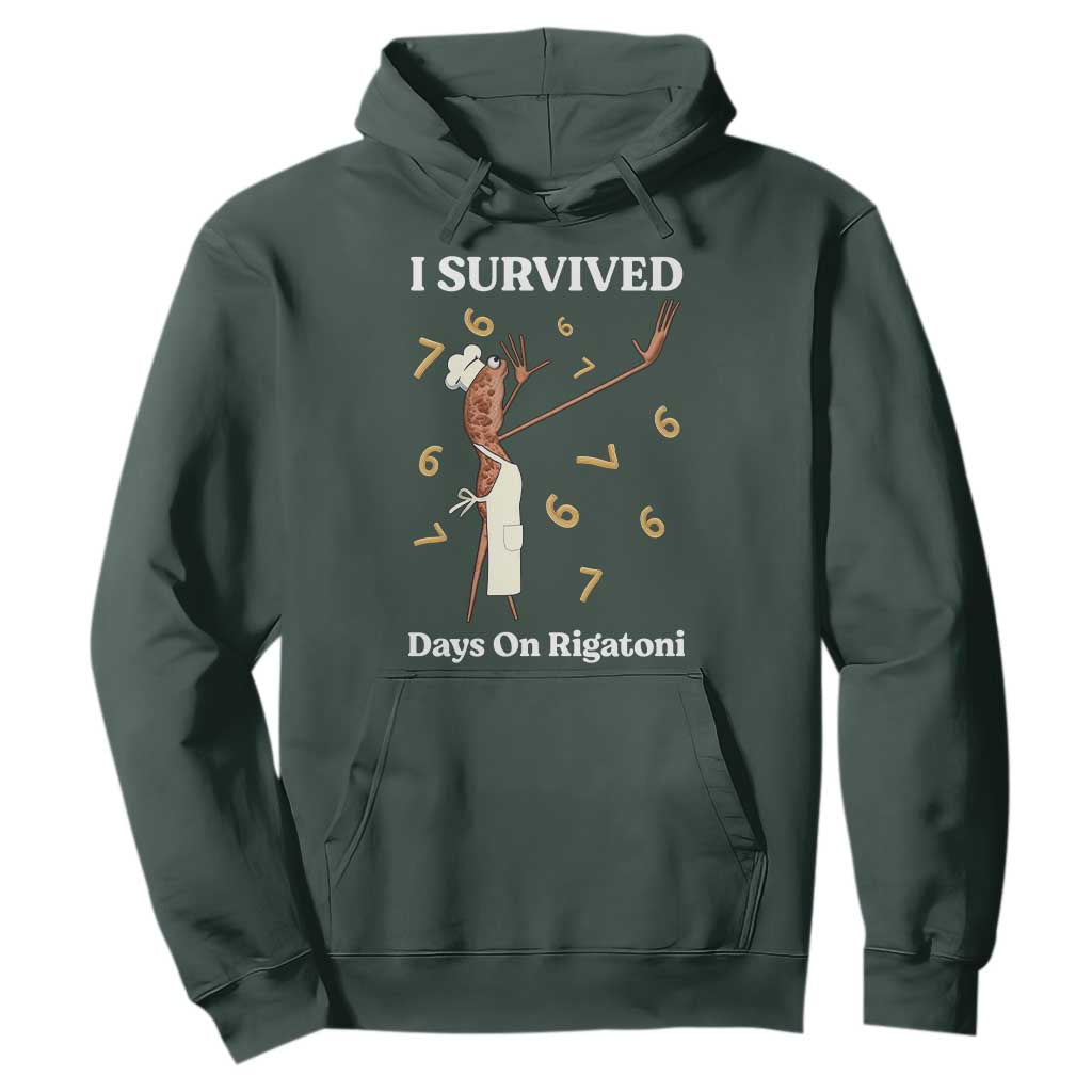 Marcus The Worm Meme Hoodie I Survived 67 Days On Rigatoni TS14 Dark Forest Green Print Your Wear