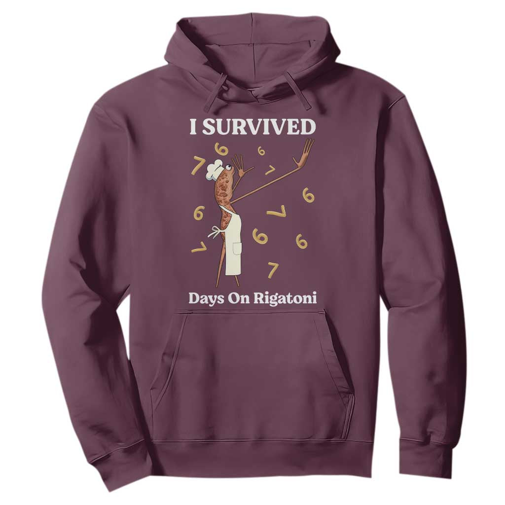 Marcus The Worm Meme Hoodie I Survived 67 Days On Rigatoni TS14 Maroon Print Your Wear