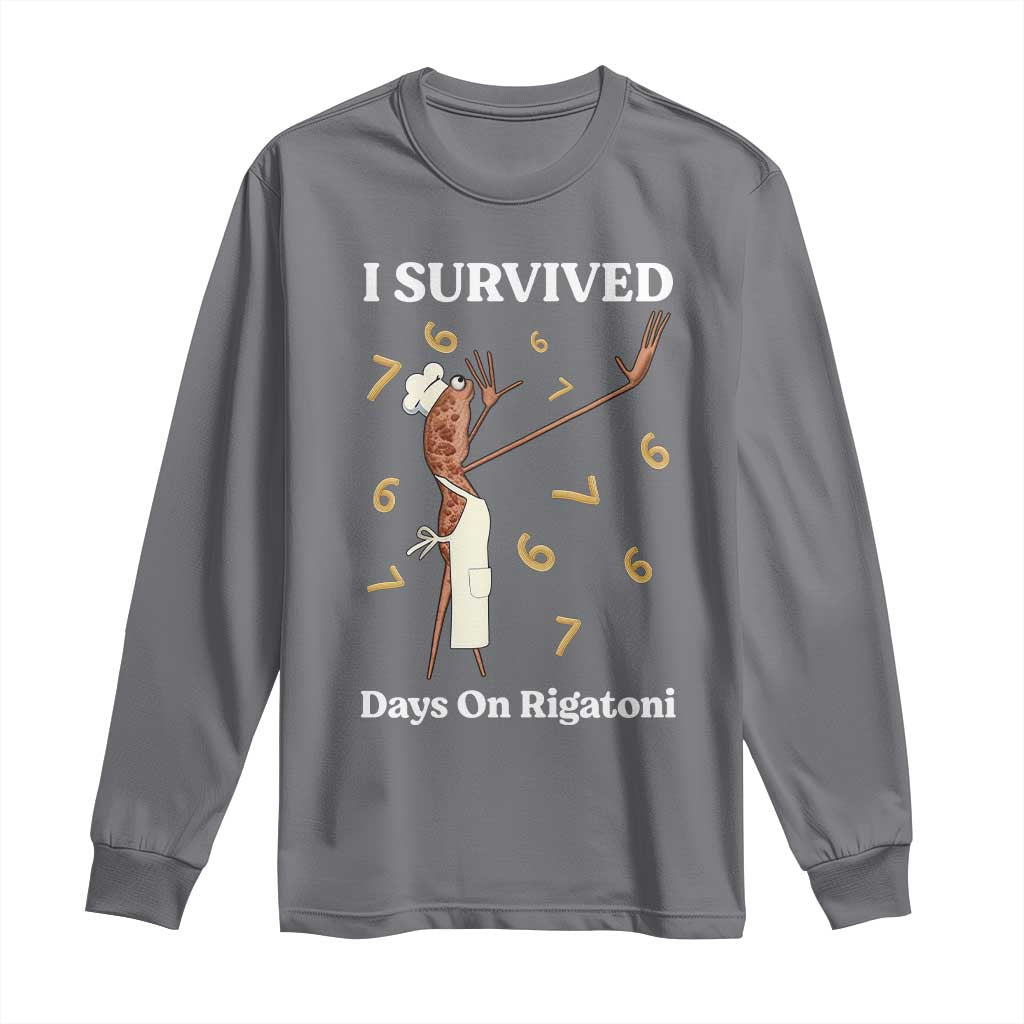Marcus The Worm Meme Long Sleeve Shirt I Survived 67 Days On Rigatoni TS14 Charcoal Print Your Wear