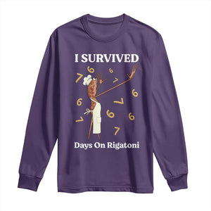 Marcus The Worm Meme Long Sleeve Shirt I Survived 67 Days On Rigatoni TS14 Purple Print Your Wear