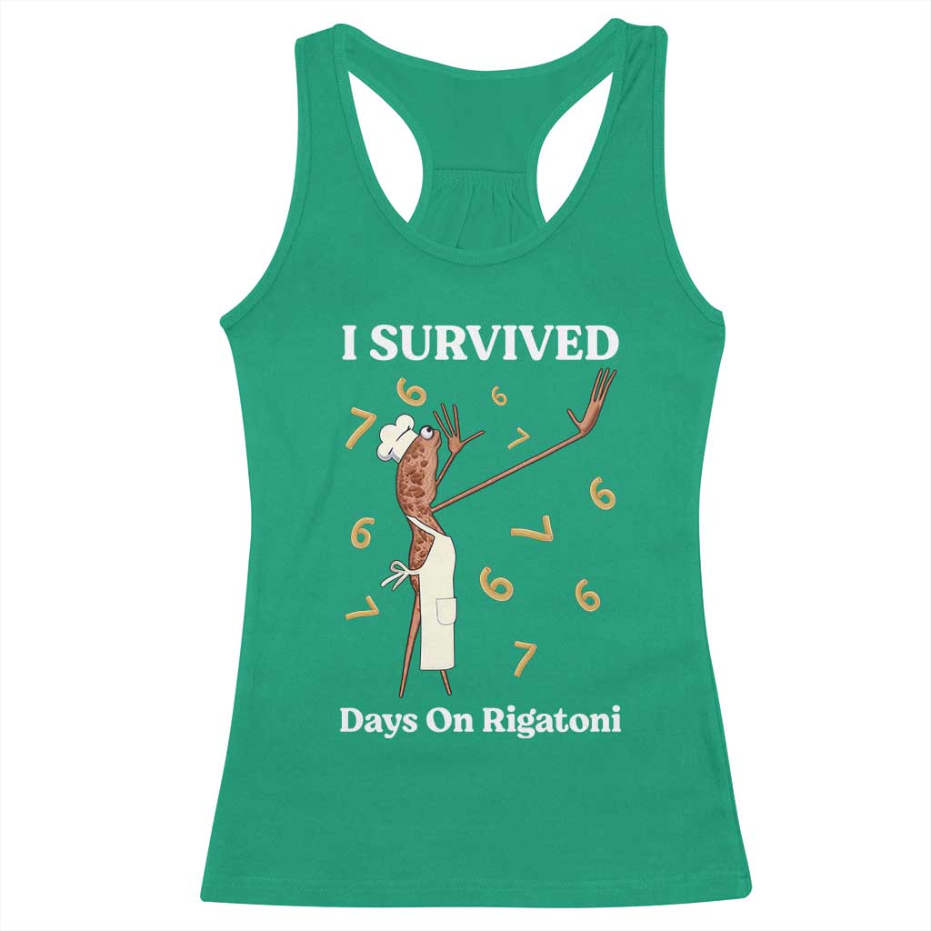 Marcus The Worm Meme Racerback Tank Top I Survived 67 Days On Rigatoni TS14 Irish Green Print Your Wear