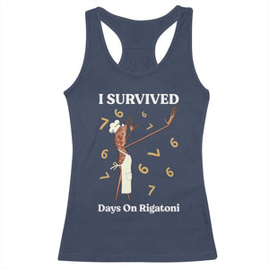 Marcus The Worm Meme Racerback Tank Top I Survived 67 Days On Rigatoni TS14 Navy Print Your Wear