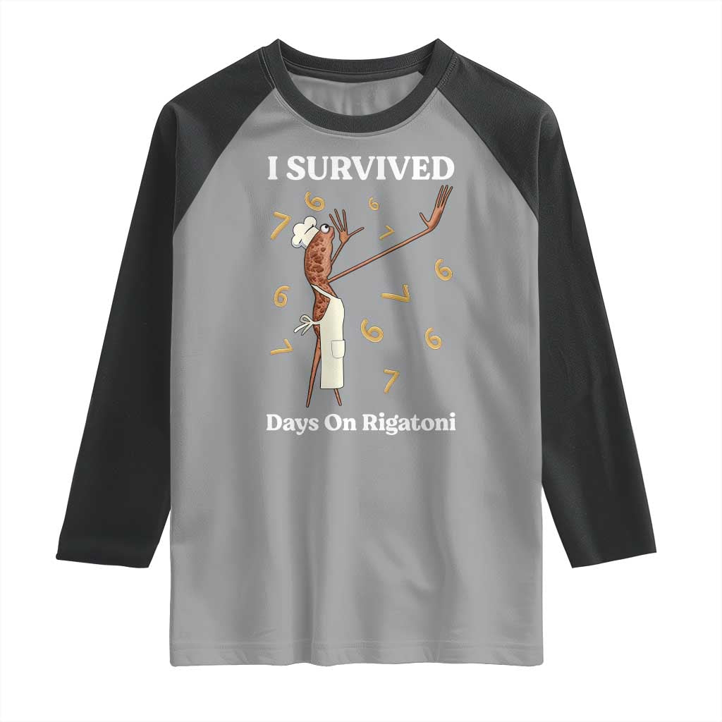 Marcus The Worm Meme Raglan Shirt I Survived 67 Days On Rigatoni TS14 Sport Gray Black Print Your Wear