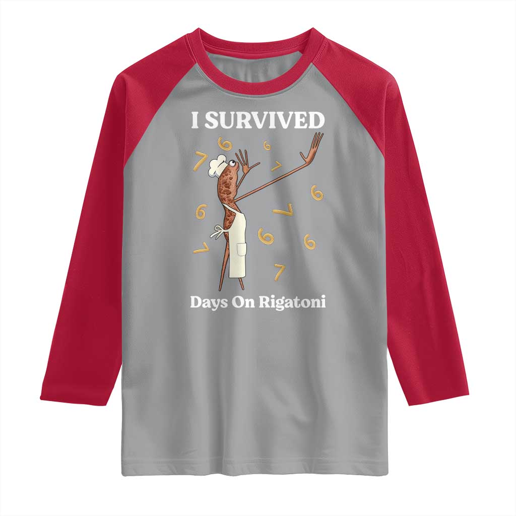 Marcus The Worm Meme Raglan Shirt I Survived 67 Days On Rigatoni TS14 Sport Gray Red Print Your Wear