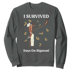 Marcus The Worm Meme Sweatshirt I Survived 67 Days On Rigatoni TS14 Dark Heather Print Your Wear