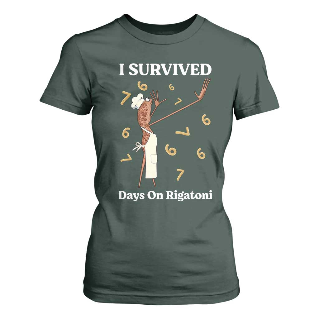 Marcus The Worm Meme T Shirt For Women I Survived 67 Days On Rigatoni TS14 Dark Forest Green Print Your Wear