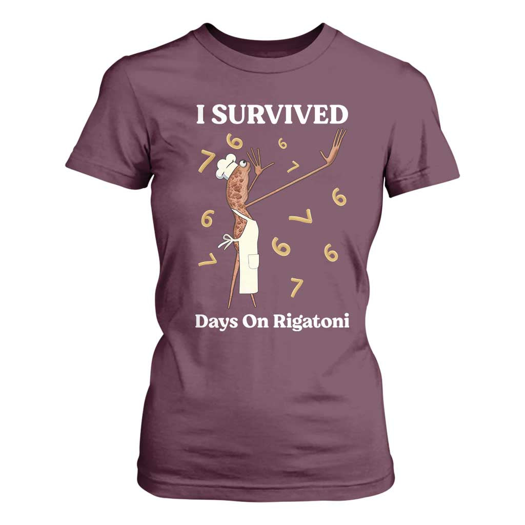 Marcus The Worm Meme T Shirt For Women I Survived 67 Days On Rigatoni TS14 Maroon Print Your Wear