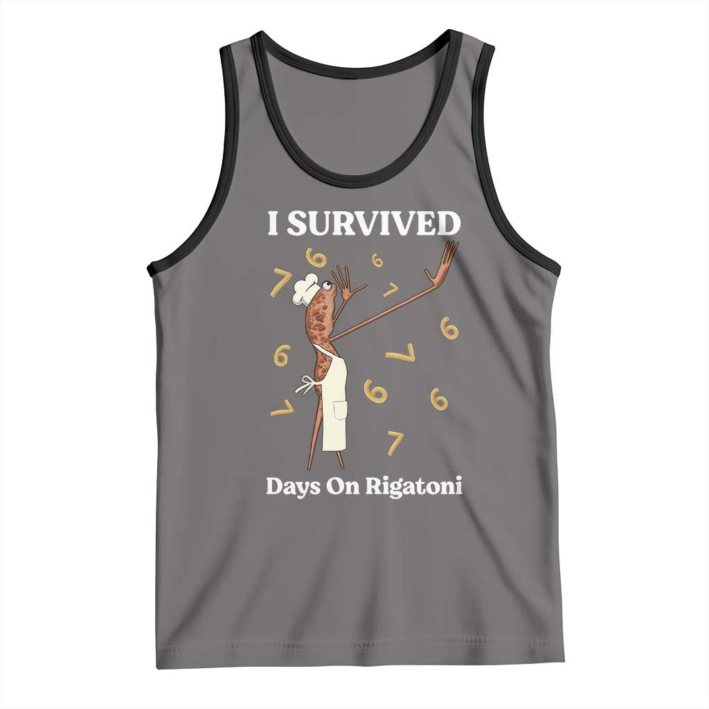 Marcus The Worm Meme Tank Top I Survived 67 Days On Rigatoni TS14 Deep Heather Black Print Your Wear