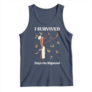 Marcus The Worm Meme Tank Top I Survived 67 Days On Rigatoni TS14 Navy Print Your Wear