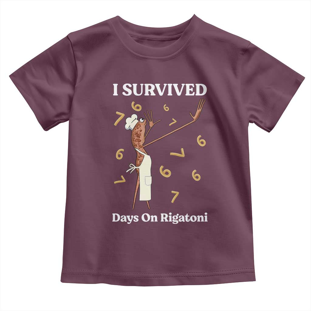 Marcus The Worm Meme Toddler T Shirt I Survived 67 Days On Rigatoni TS14 Maroon Print Your Wear