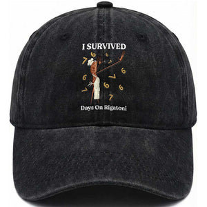 Marcus The Worm Meme Washed Cotton Baseball Cap I Survived 67 Days On Rigatoni TS14 Washed Cap Universal Fit Black Print Your Wear