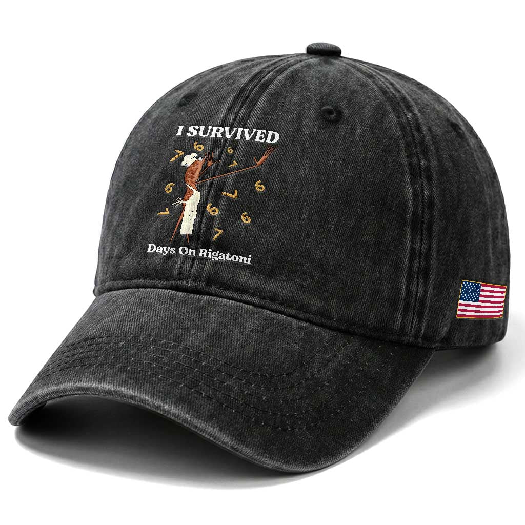 Marcus The Worm Meme Washed Cotton Baseball Cap I Survived 67 Days On Rigatoni TS14 Print Your Wear