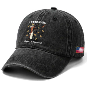 Marcus The Worm Meme Washed Cotton Baseball Cap I Survived 67 Days On Rigatoni TS14 Print Your Wear