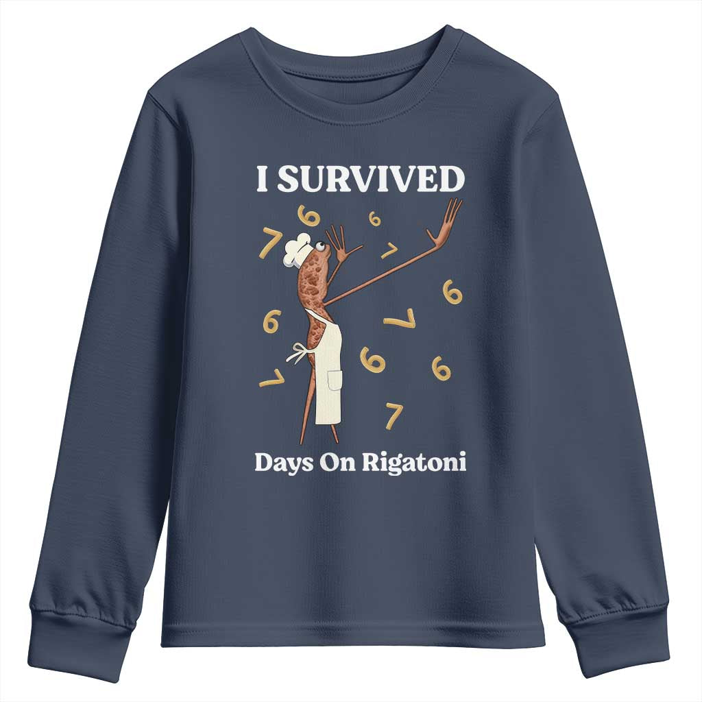 Marcus The Worm Meme Youth Sweatshirt I Survived 67 Days On Rigatoni TS14 Navy Print Your Wear