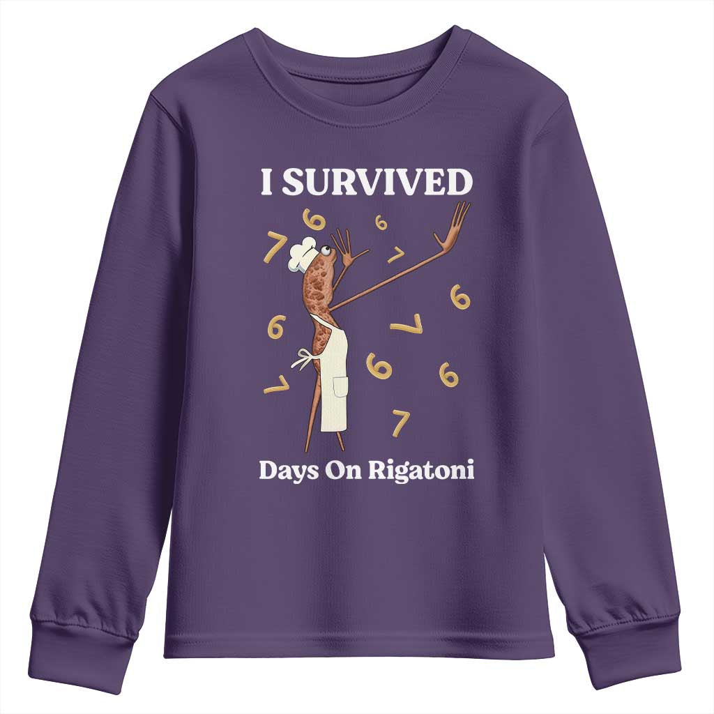 Marcus The Worm Meme Youth Sweatshirt I Survived 67 Days On Rigatoni TS14 Purple Print Your Wear
