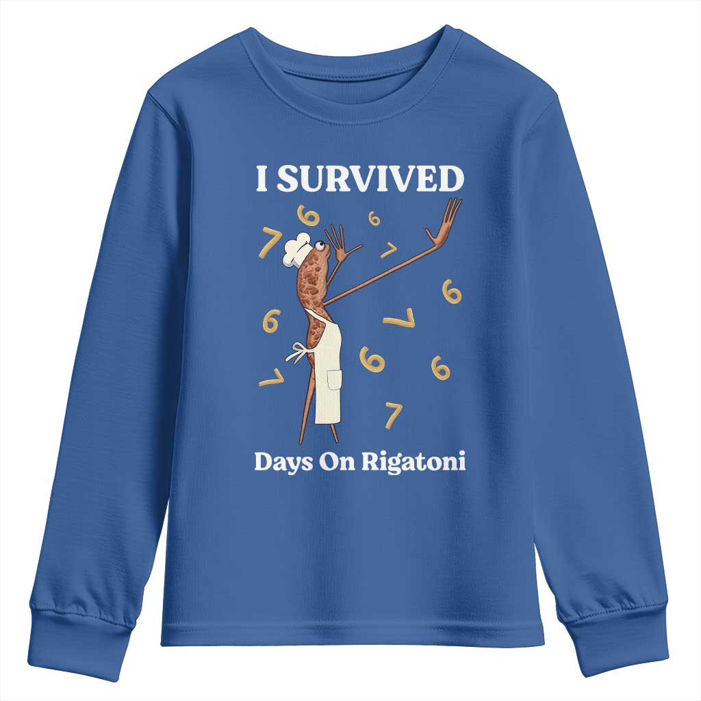Marcus The Worm Meme Youth Sweatshirt I Survived 67 Days On Rigatoni TS14 Royal Blue Print Your Wear