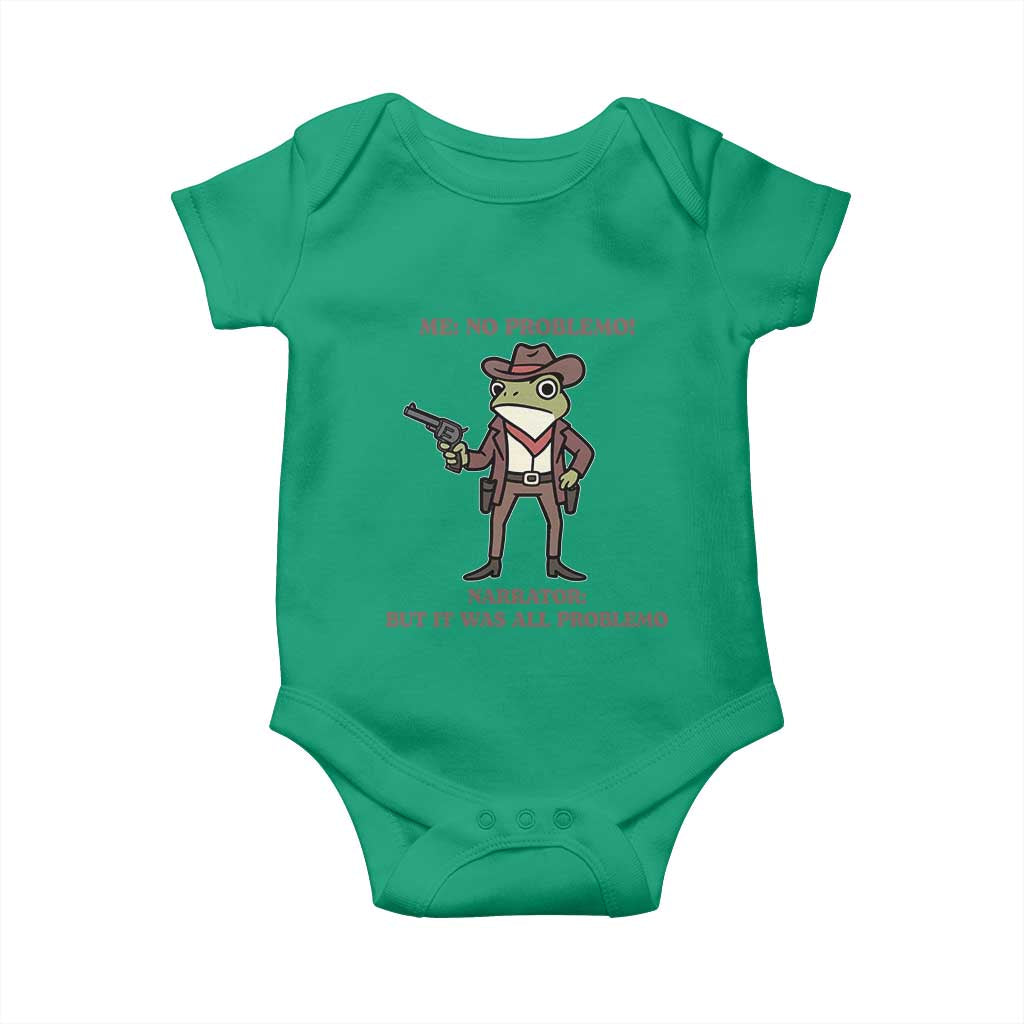 Cowboy Frog Meme Baby Onesie Funny Me No Problemo Narrator TS14 Irish Green Print Your Wear