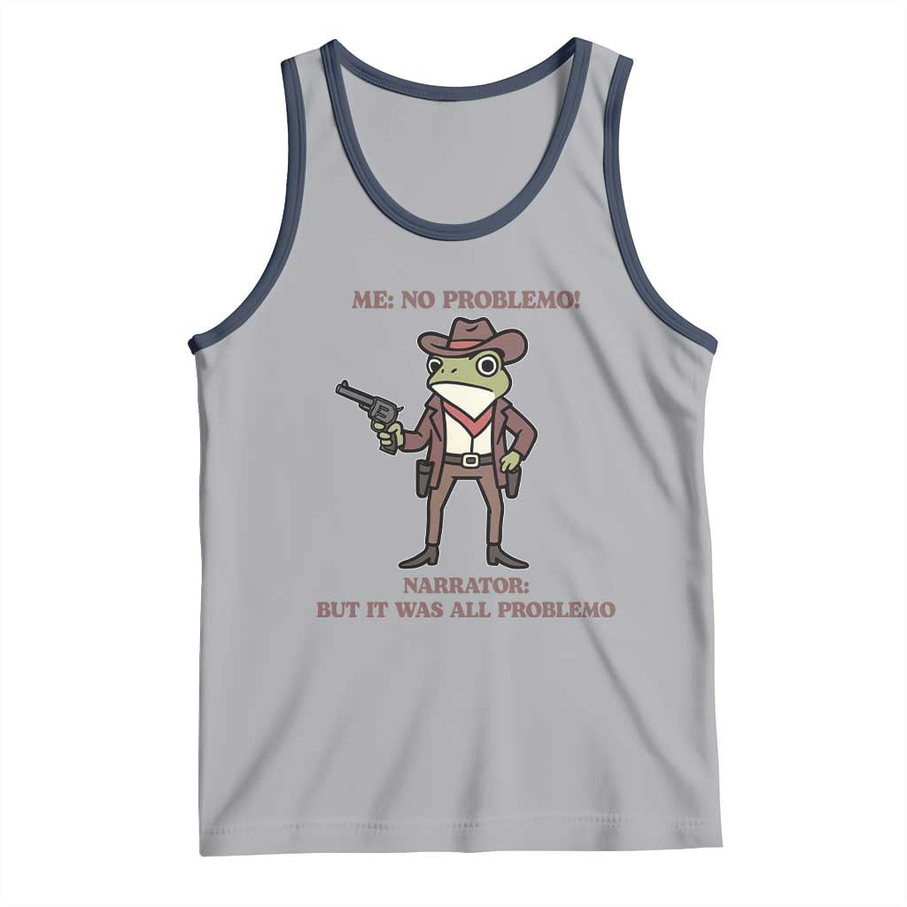 Cowboy Frog Meme Tank Top Funny Me No Problemo Narrator TS14 Athletic Heather Navy Print Your Wear