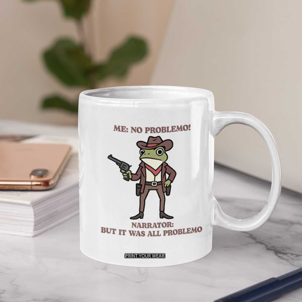 Cowboy Frog Meme Coffee Mug Funny Me No Problemo Narrator TS14 Print Your Wear