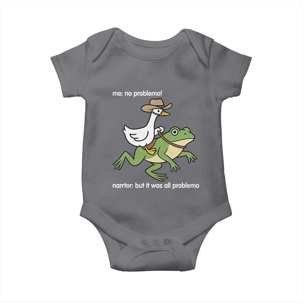 Cowboy Goose Meme Baby Onesie Funny Frog Me No Problemo Narrator TS14 Charcoal Print Your Wear