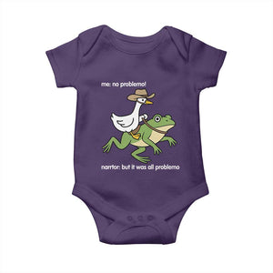 Cowboy Goose Meme Baby Onesie Funny Frog Me No Problemo Narrator TS14 Purple Print Your Wear