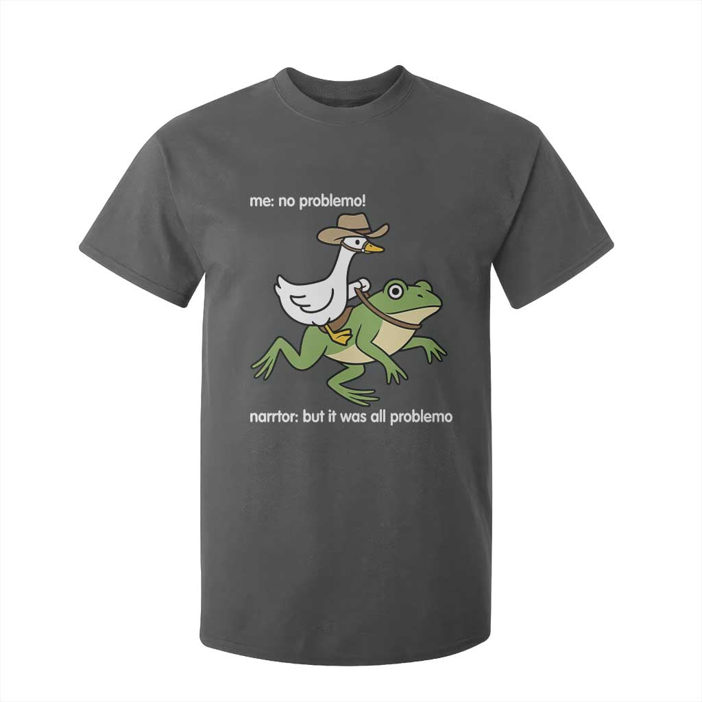 Cowboy Goose Meme T Shirt For Kid Funny Frog Me No Problemo Narrator TS14 Dark Heather Print Your Wear