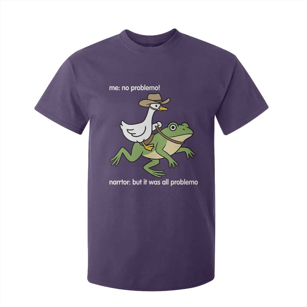 Cowboy Goose Meme T Shirt For Kid Funny Frog Me No Problemo Narrator TS14 Purple Print Your Wear