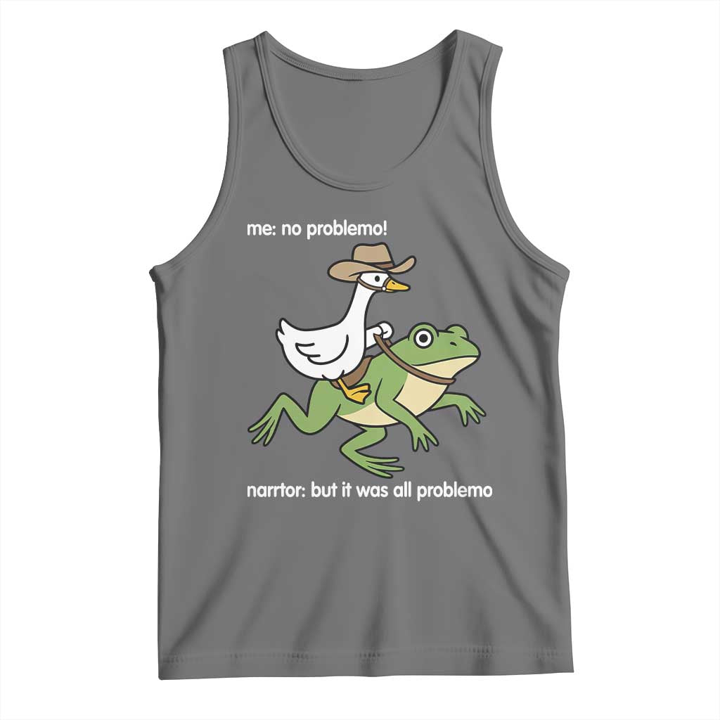 Cowboy Goose Meme Tank Top Funny Frog Me No Problemo Narrator TS14 Black Heather Print Your Wear