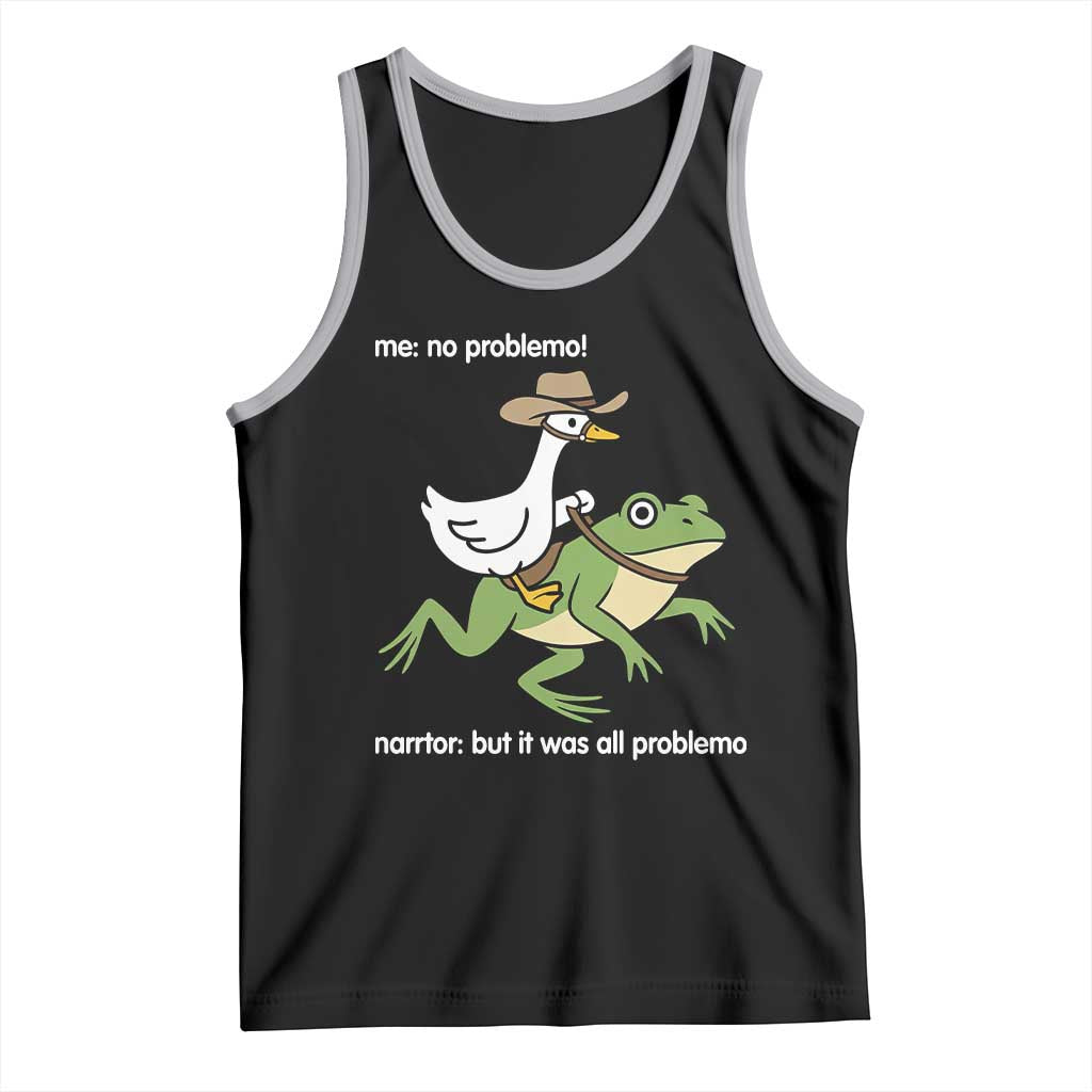 Cowboy Goose Meme Tank Top Funny Frog Me No Problemo Narrator TS14 Black Athletic Heather Print Your Wear
