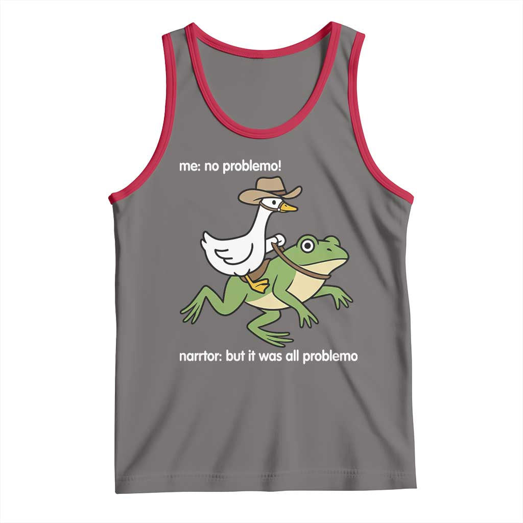 Cowboy Goose Meme Tank Top Funny Frog Me No Problemo Narrator TS14 Deep Heather Red Print Your Wear