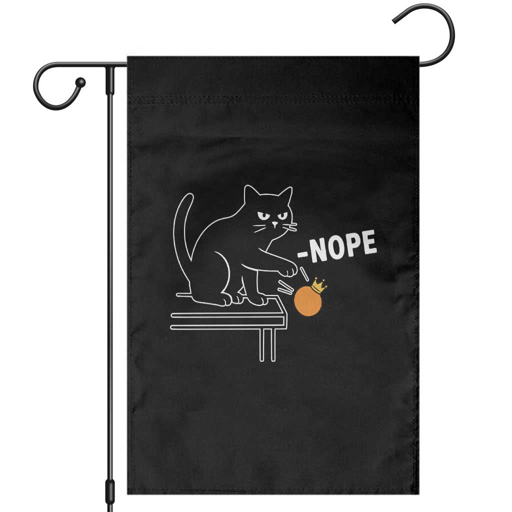 No Kings Protest Garden Flag Funny Cat Kicking Crown TS14 Black Print Your Wear
