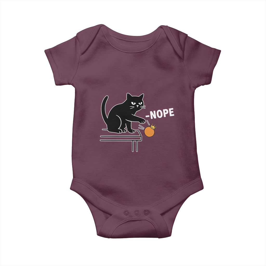 No Kings Protest Baby Onesie Funny Cat Kicking Crown TS14 Maroon Print Your Wear
