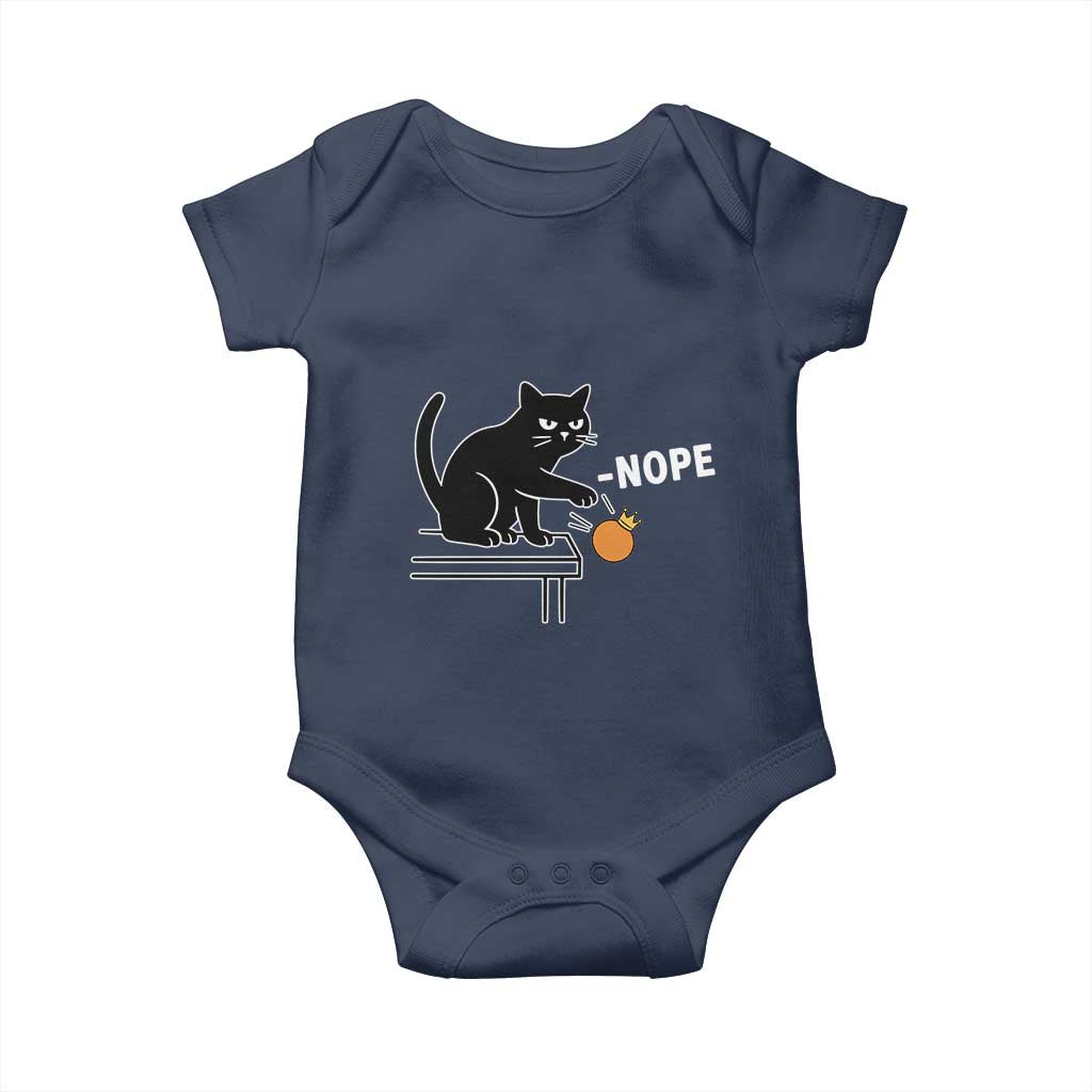 No Kings Protest Baby Onesie Funny Cat Kicking Crown TS14 Navy Print Your Wear