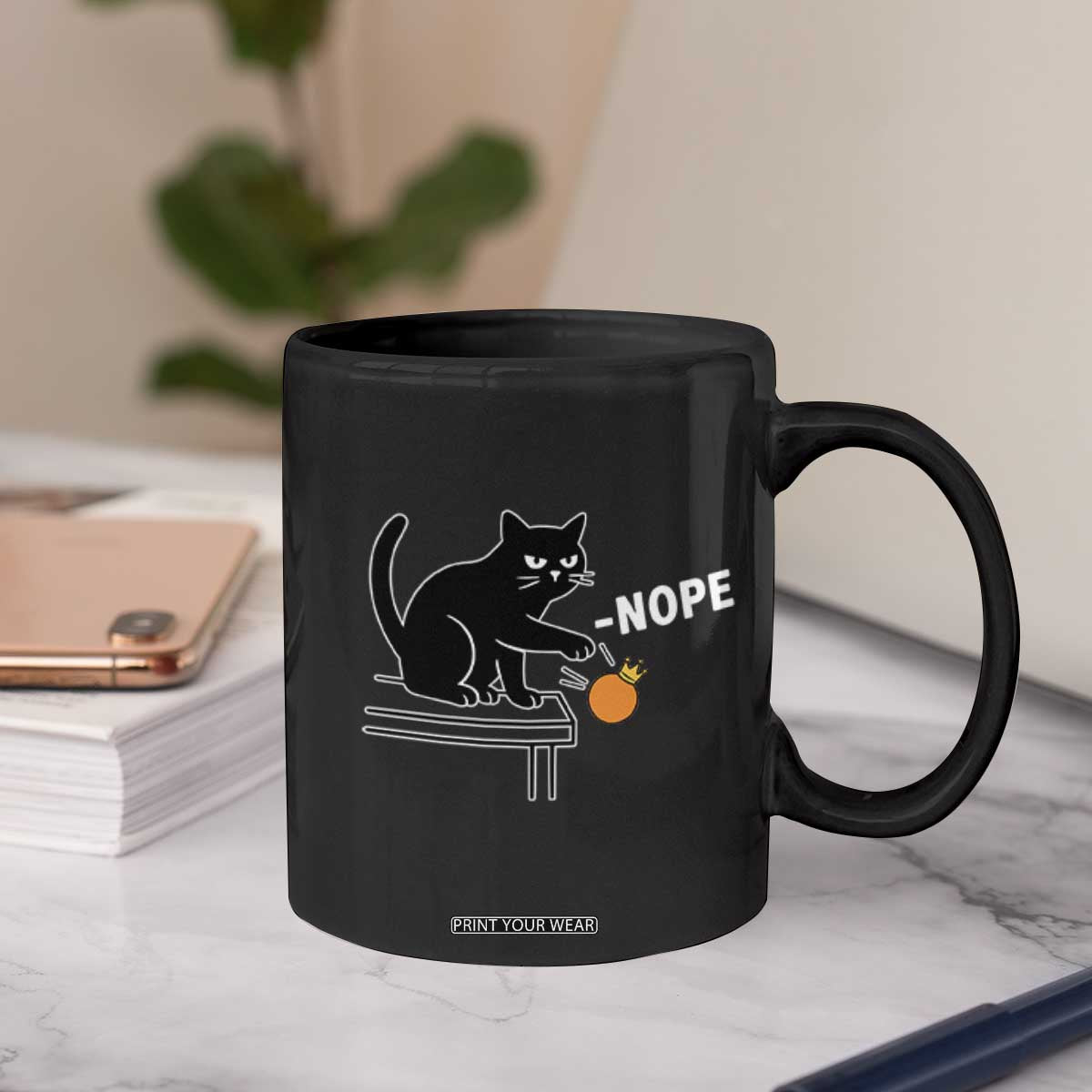 No Kings Protest Coffee Mug Funny Cat Kicking Crown TS14 Print Your Wear
