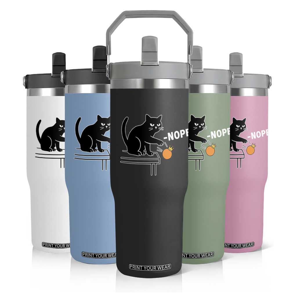 No Kings Protest Flip Straw Tumbler Funny Cat Kicking Crown TS14 Print Your Wear
