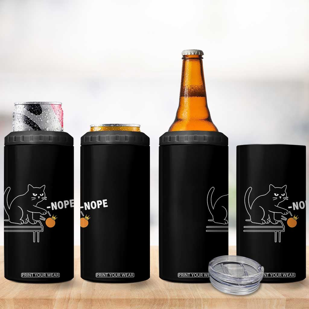 No Kings Protest 4 in 1 Can Cooler Tumbler Funny Cat Kicking Crown TS14 Print Your Wear