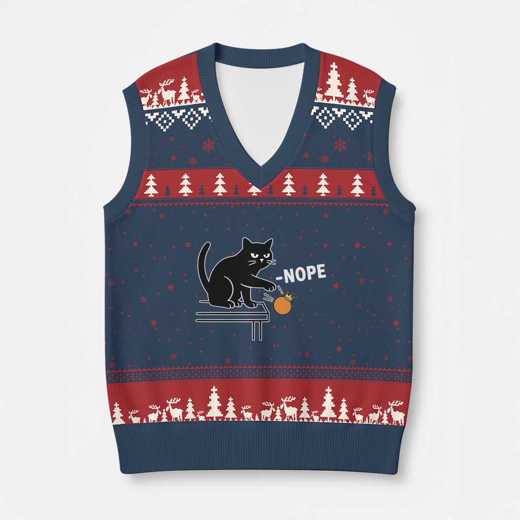 No Kings Protest V-Neck Knit Sweater Vest Funny Cat Kicking Crown TS14 Navy Red Print Your Wear