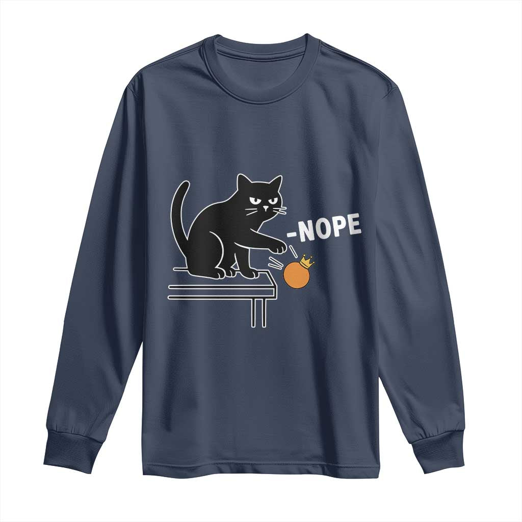 No Kings Protest Long Sleeve Shirt Funny Cat Kicking Crown TS14 Navy Print Your Wear