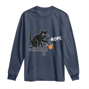 No Kings Protest Long Sleeve Shirt Funny Cat Kicking Crown TS14 Navy Print Your Wear