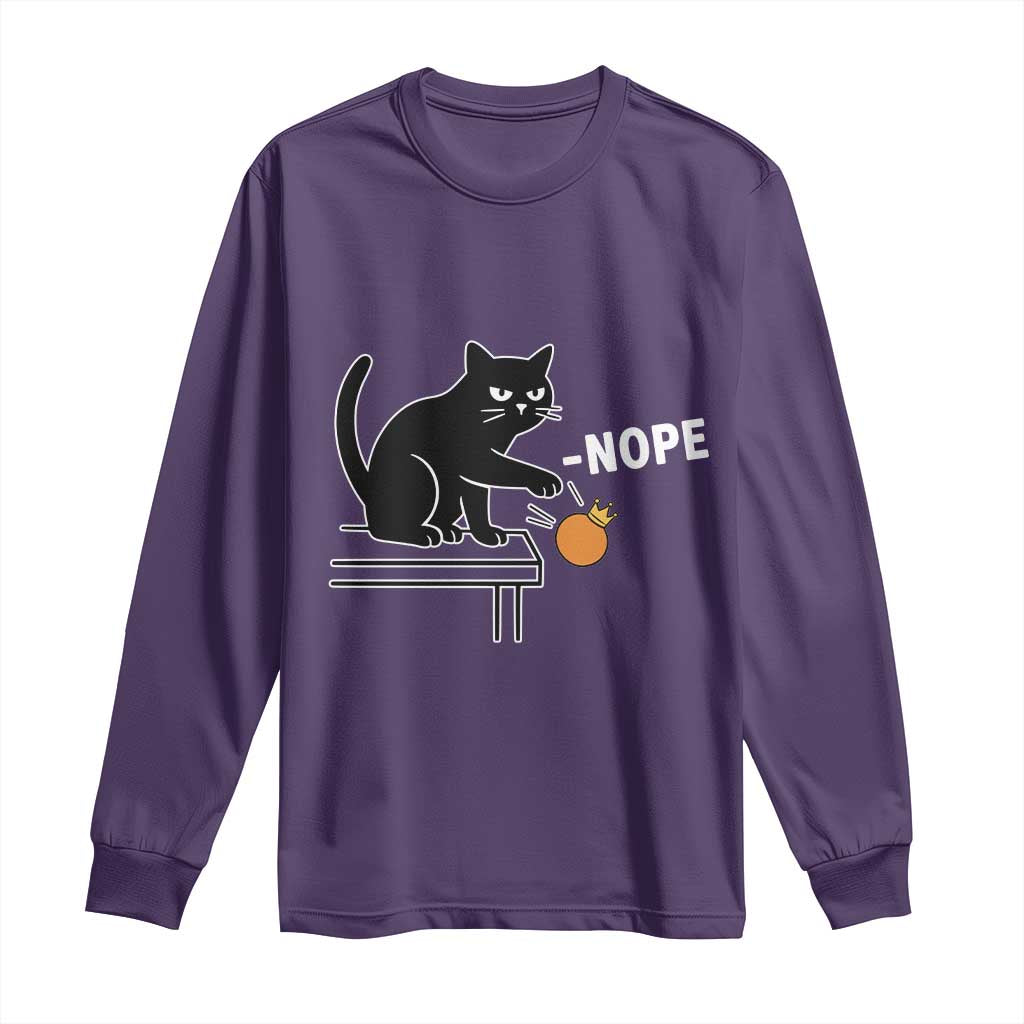 No Kings Protest Long Sleeve Shirt Funny Cat Kicking Crown TS14 Purple Print Your Wear