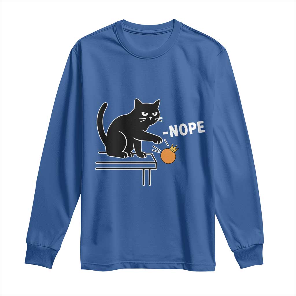 No Kings Protest Long Sleeve Shirt Funny Cat Kicking Crown TS14 Royal Blue Print Your Wear