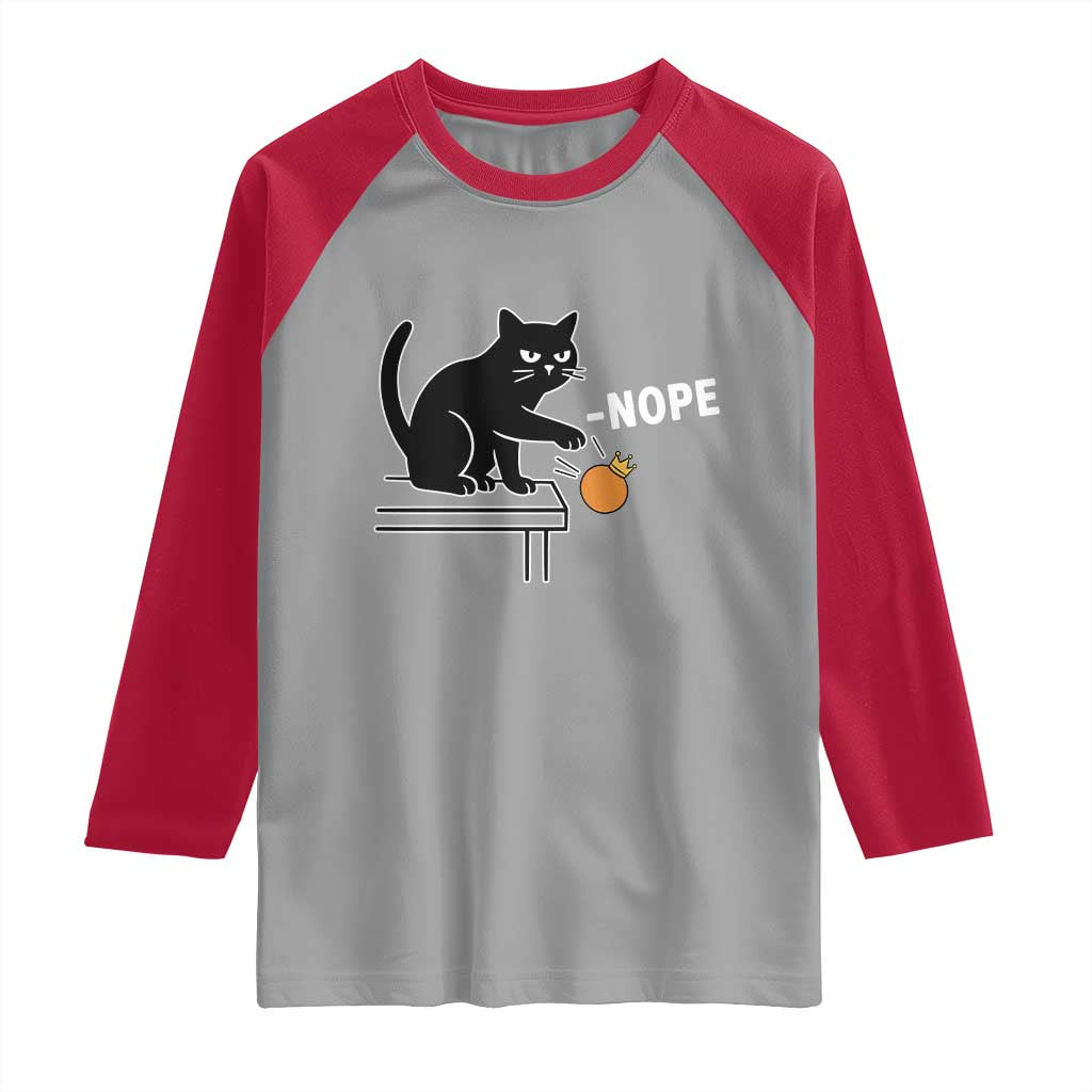No Kings Protest Raglan Shirt Funny Cat Kicking Crown TS14 Sport Gray Red Print Your Wear