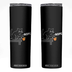 No Kings Protest Skinny Tumbler Funny Cat Kicking Crown TS14 Black Print Your Wear