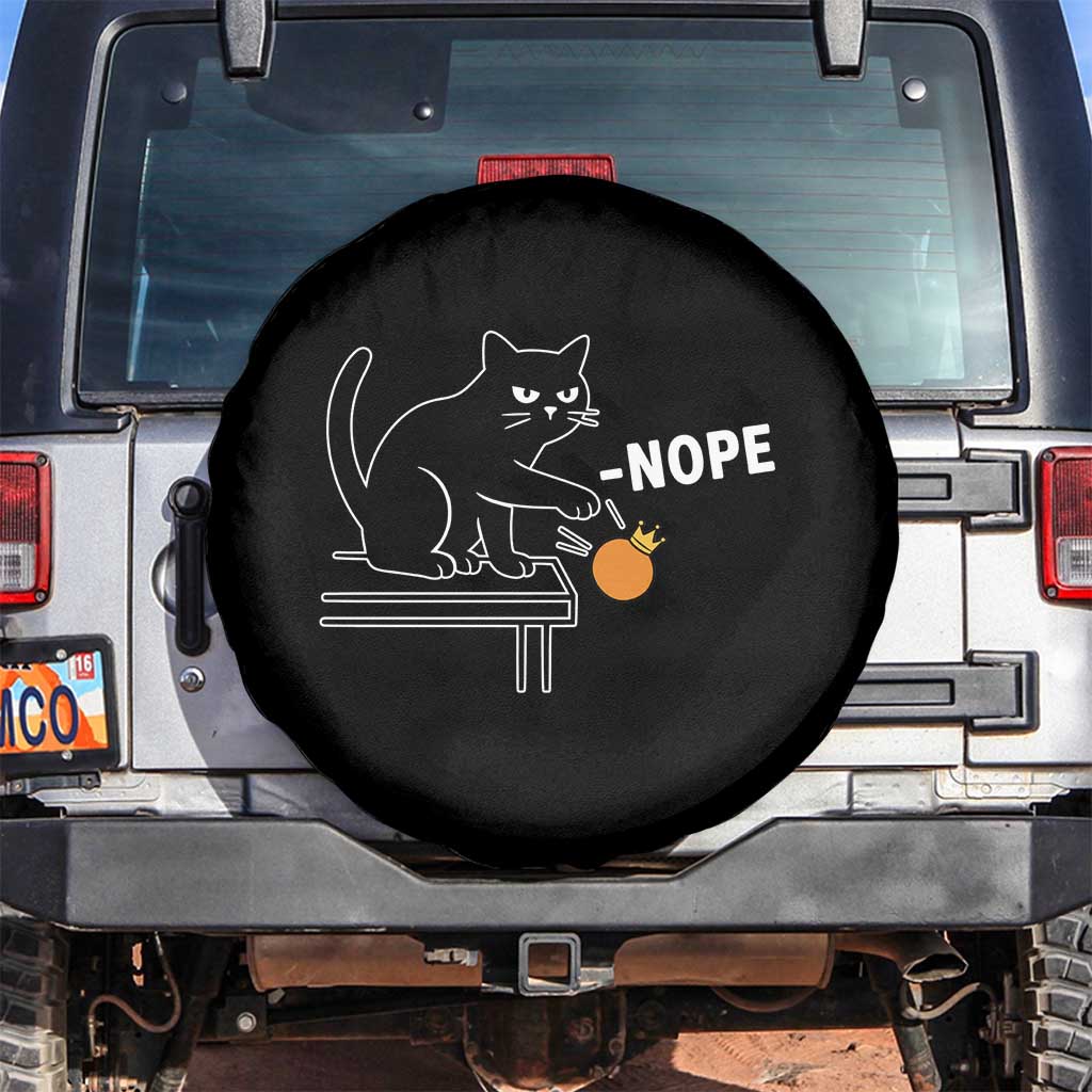 No Kings Protest Spare Tire Cover Funny Cat Kicking Crown TS14 No hole Black Print Your Wear