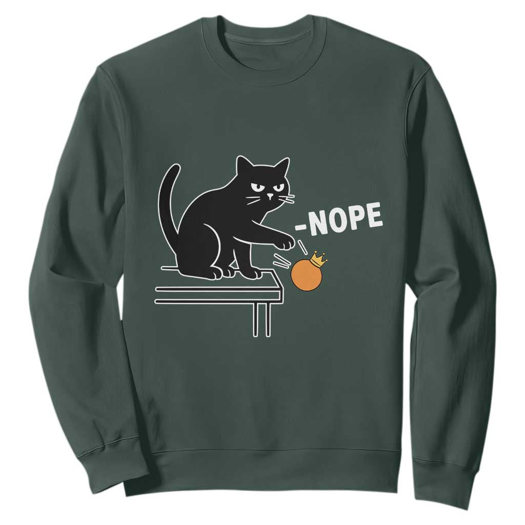 No Kings Protest Sweatshirt Funny Cat Kicking Crown TS14 Dark Forest Green Print Your Wear